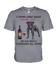 Wine and Staffordshire Bull Terrier 2 V-Neck T-Shirt thumbnail