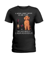 Wine and Labradoodle Ladies T-Shirt thumbnail