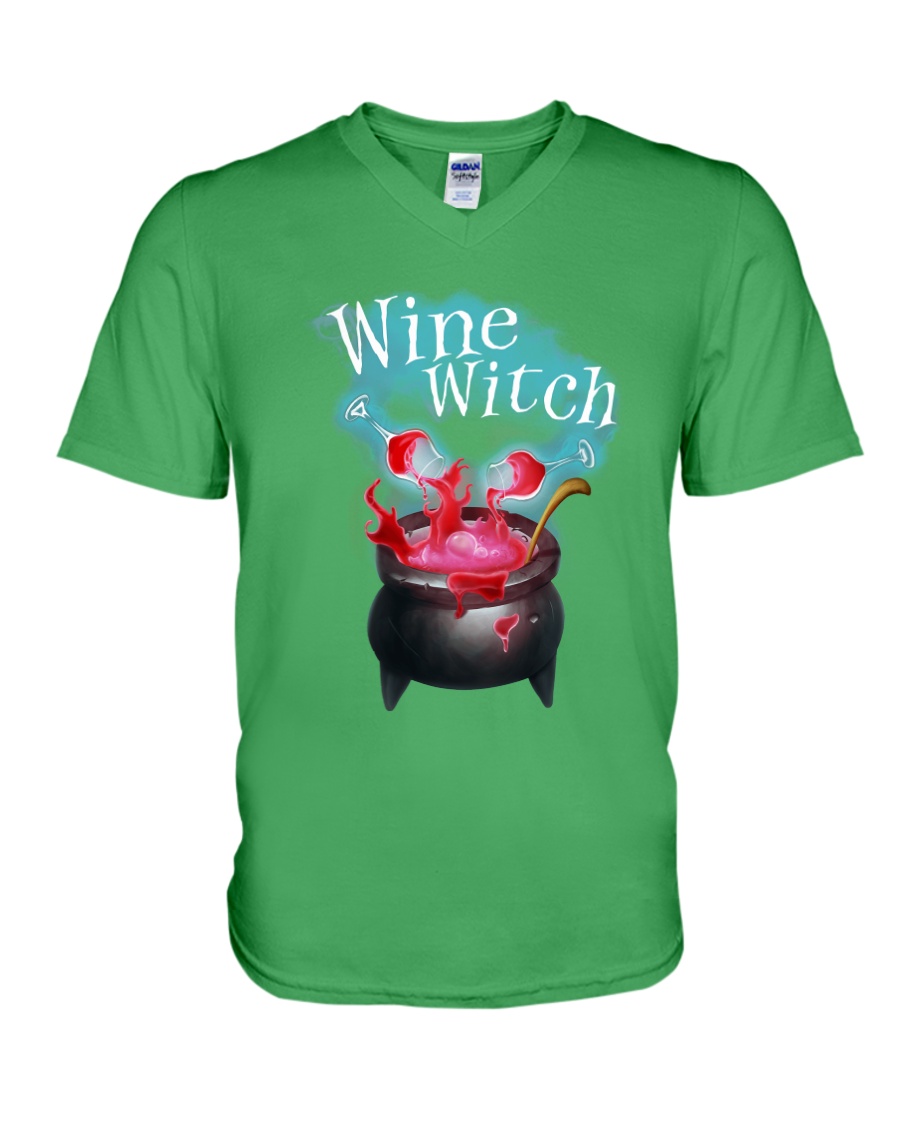 Wine Witch V-Neck T-Shirt