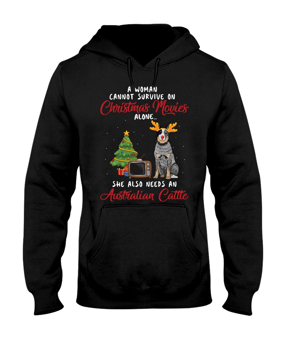 Christmas Movies and Australian Cattle Dog Hooded Sweatshirt