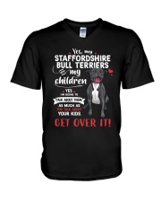 My Staffordshire Bull Terriers - My Children V-Neck T-Shirt thumbnail