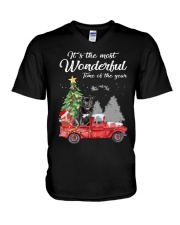 Wonderful Christmas with Truck - Staffie V-Neck T-Shirt thumbnail