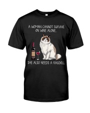 Wine and Ragdoll Cat Classic T-Shirt front