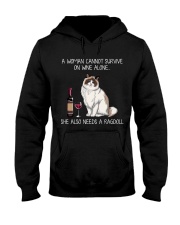 Wine and Ragdoll Cat Hooded Sweatshirt thumbnail