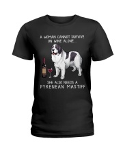 Wine and Pyrenean Mastiff Ladies T-Shirt thumbnail