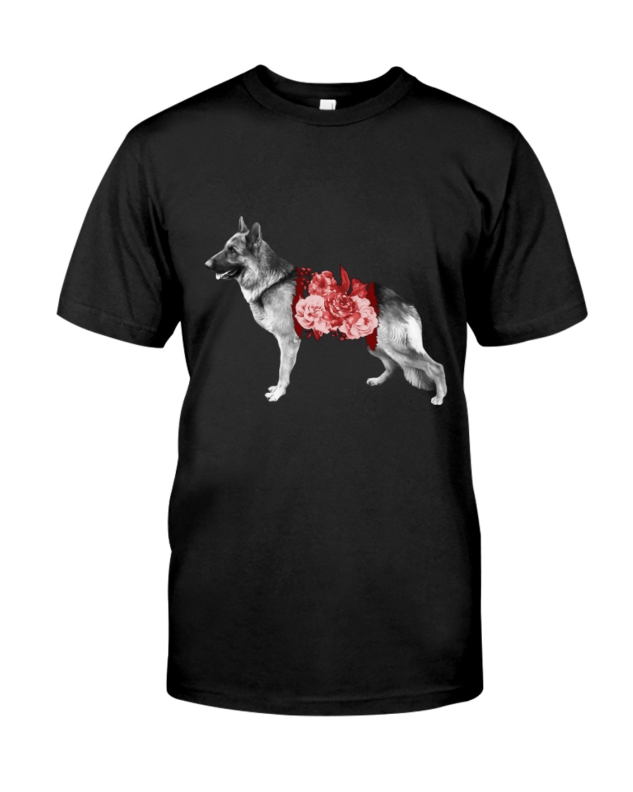 Flower and German Shepherd Classic T-Shirt