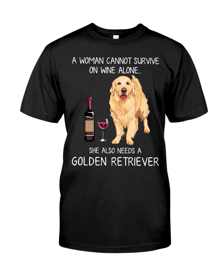 Wine and Golden Retriever Classic T-Shirt