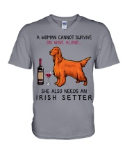 Wine and Irish Setter 2 V-Neck T-Shirt thumbnail