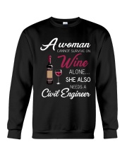 Wine and A Civil Engineer Crewneck Sweatshirt thumbnail