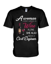 Wine and A Civil Engineer V-Neck T-Shirt thumbnail