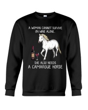 Wine and Camargue Horse Crewneck Sweatshirt thumbnail