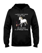 Wine and Camargue Horse Hooded Sweatshirt thumbnail