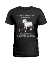 Wine and Camargue Horse Ladies T-Shirt thumbnail