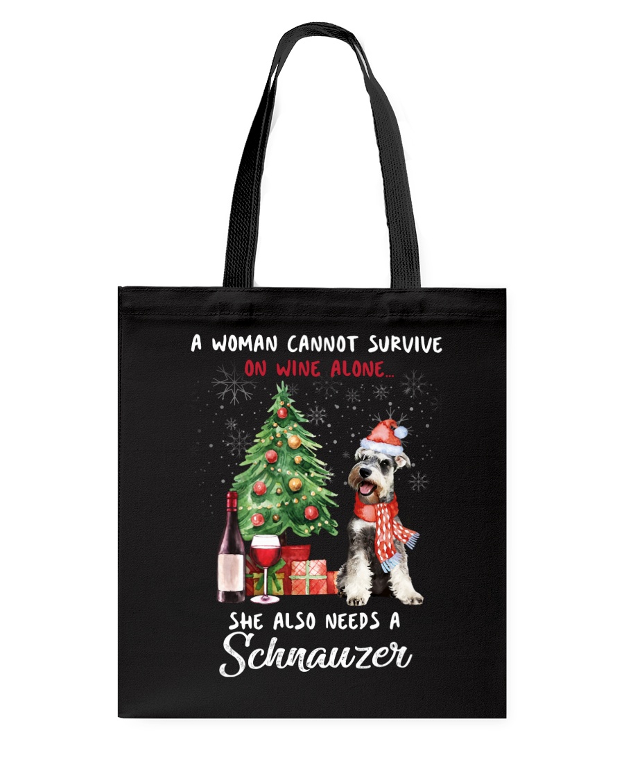 Christmas Wine and Schnauzer Tote Bag