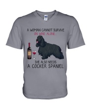Wine and Cocker Spaniel 4 V-Neck T-Shirt thumbnail