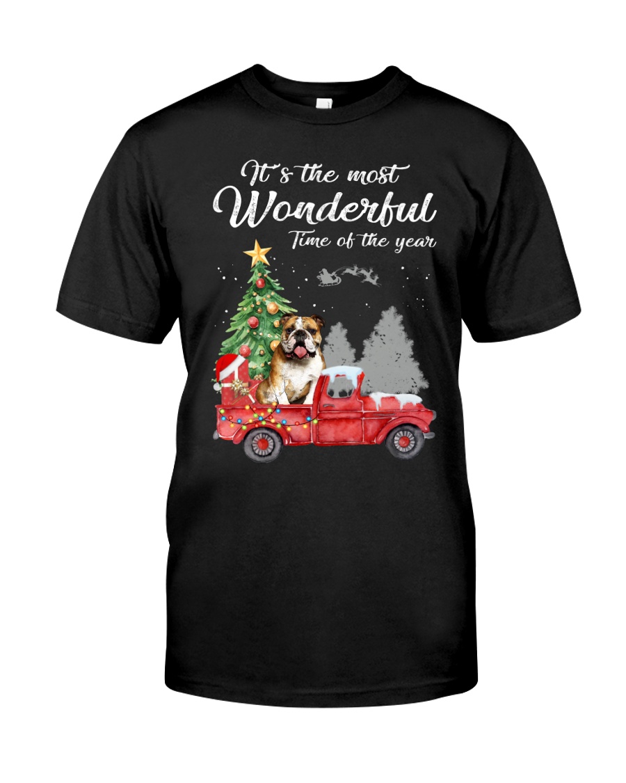 Wonderful Christmas with Truck - Bulldog Classic T-Shirt