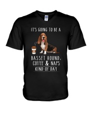 Basset Hound Coffee and Naps V-Neck T-Shirt thumbnail