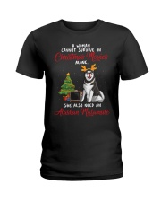 Christmas Movies and Alaskan Malamute Ladies T-Shirt thumbnail