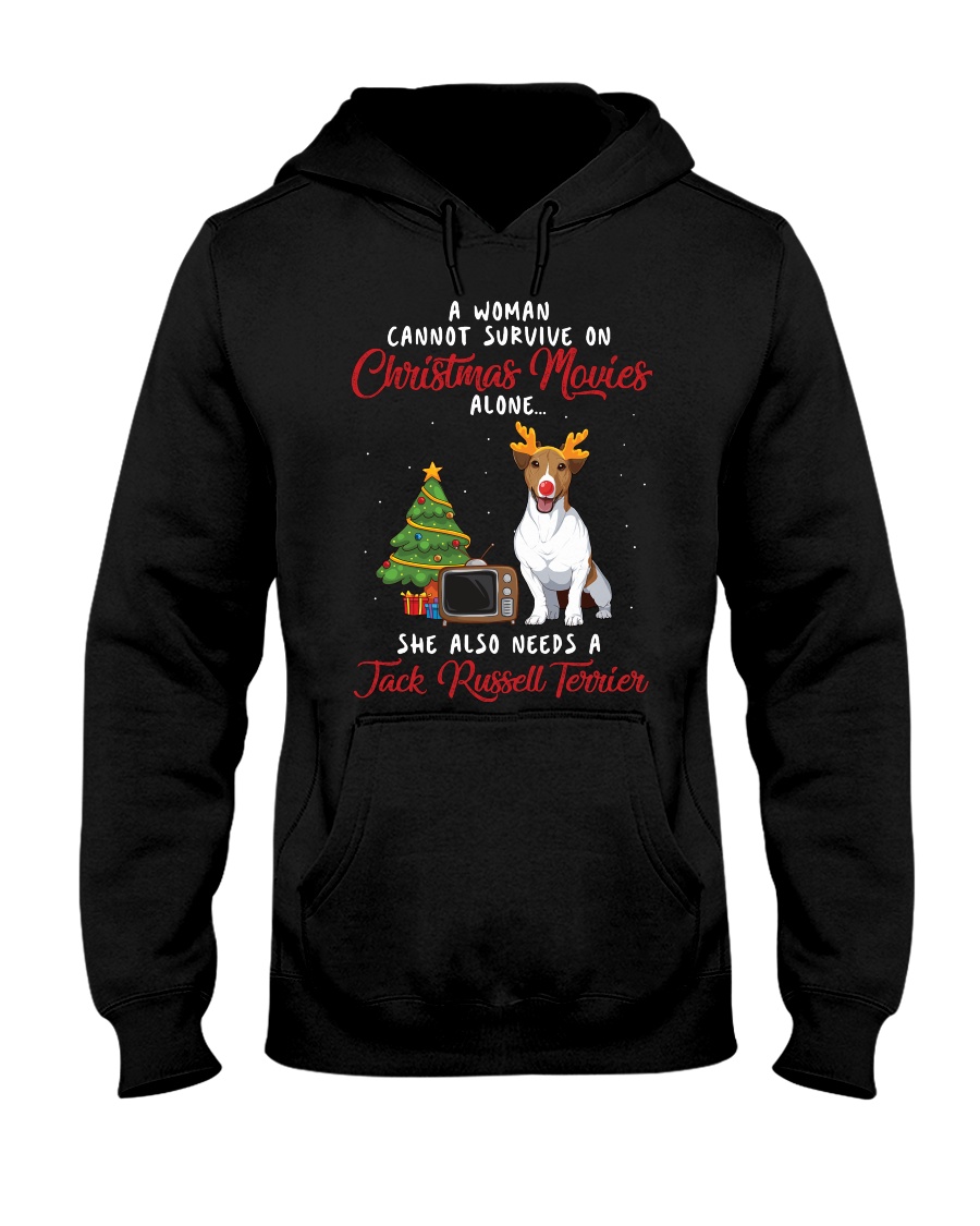 Christmas Movies and Jack Russell Terrier Hooded Sweatshirt