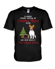 Christmas Movies and Jack Russell Terrier V-Neck T-Shirt thumbnail