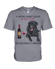Wine and Labrador 2 V-Neck T-Shirt thumbnail