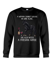 Wine and Friesian Horse Crewneck Sweatshirt thumbnail
