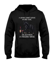 Wine and Friesian Horse Hooded Sweatshirt thumbnail