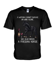 Wine and Friesian Horse V-Neck T-Shirt thumbnail