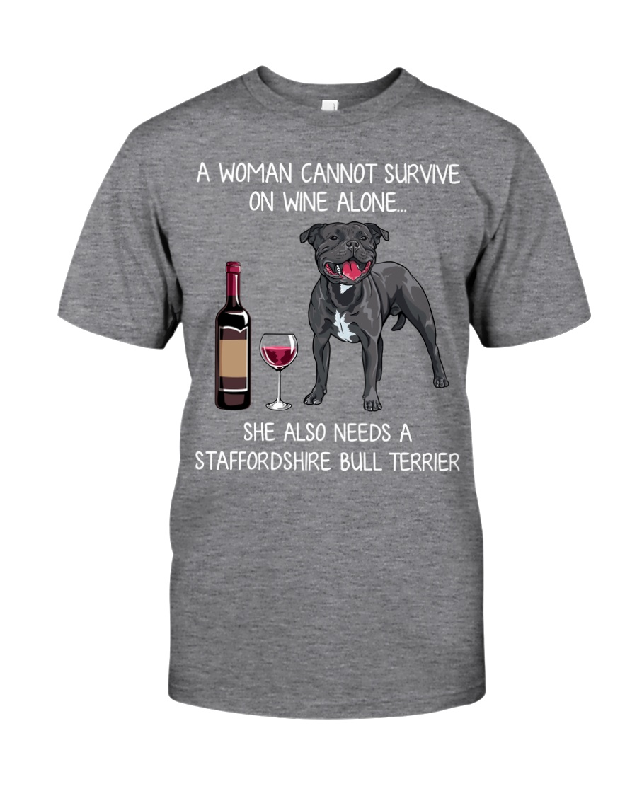 Wine and Staffordshire Bull Terrier Classic T-Shirt
