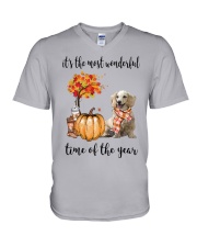 The Most Wonderful Time Long Haired Dachshund V-Neck T-Shirt thumbnail