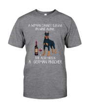 Wine and German Pinscher Classic T-Shirt front