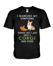 Corgi and Food V-Neck T-Shirt thumbnail