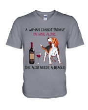 Wine and Beagle 2 V-Neck T-Shirt thumbnail