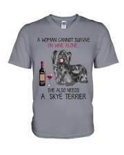 Wine and Skye Terrier 2 V-Neck T-Shirt thumbnail
