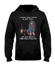 Wine and Tibetan Mastiff Hooded Sweatshirt thumbnail