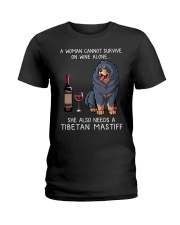 Wine and Tibetan Mastiff Ladies T-Shirt thumbnail