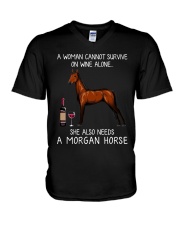 Wine and Morgan Horse V-Neck T-Shirt thumbnail