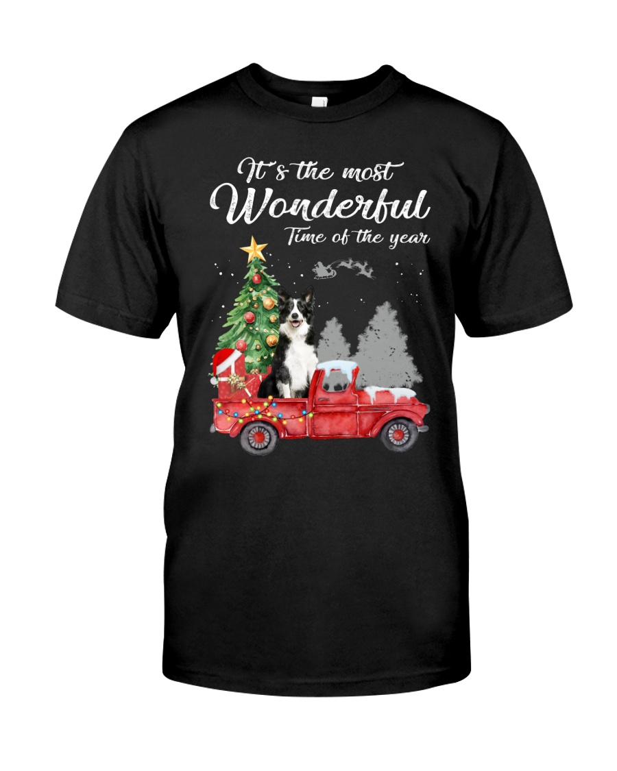 Wonderful Christmas with Truck - Border Collie Classic T-Shirt