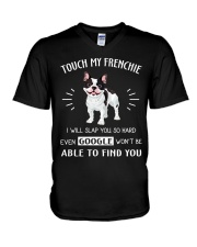 Touch my Frenchie V-Neck T-Shirt thumbnail
