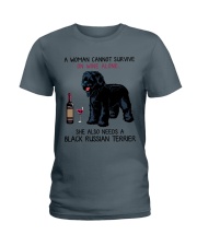 Wine and Black Russian Terrier 2 Ladies T-Shirt thumbnail
