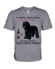 Wine and Black Russian Terrier 2 V-Neck T-Shirt thumbnail
