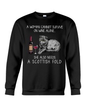 Wine and Scottish Fold Cat Crewneck Sweatshirt thumbnail
