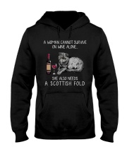 Wine and Scottish Fold Cat Hooded Sweatshirt thumbnail