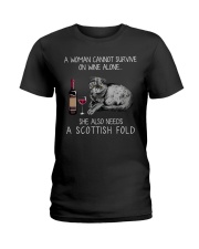 Wine and Scottish Fold Cat Ladies T-Shirt thumbnail