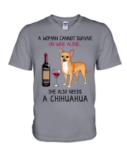 Wine and Chihuahua 4 V-Neck T-Shirt thumbnail