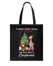 Christmas Wine and Greyhound Tote Bag thumbnail