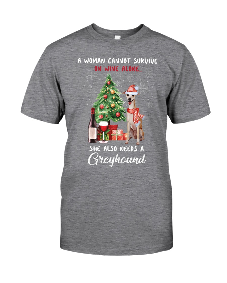 Christmas Wine and Greyhound Classic T-Shirt