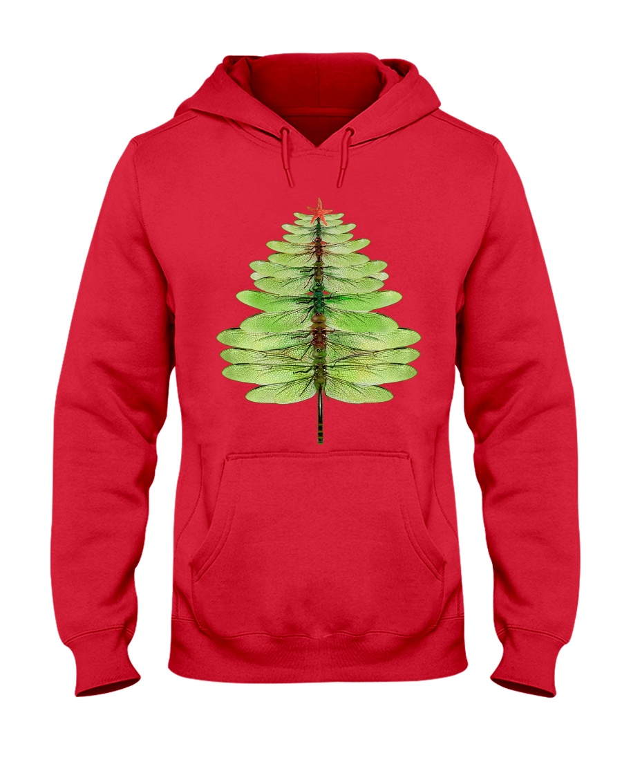 Dragonfly Christmas Tree Hooded Sweatshirt
