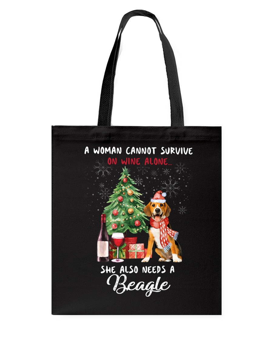 Christmas Wine and Beagle Tote Bag