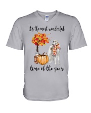 The Most Wonderful Time - Borzoi V-Neck T-Shirt thumbnail